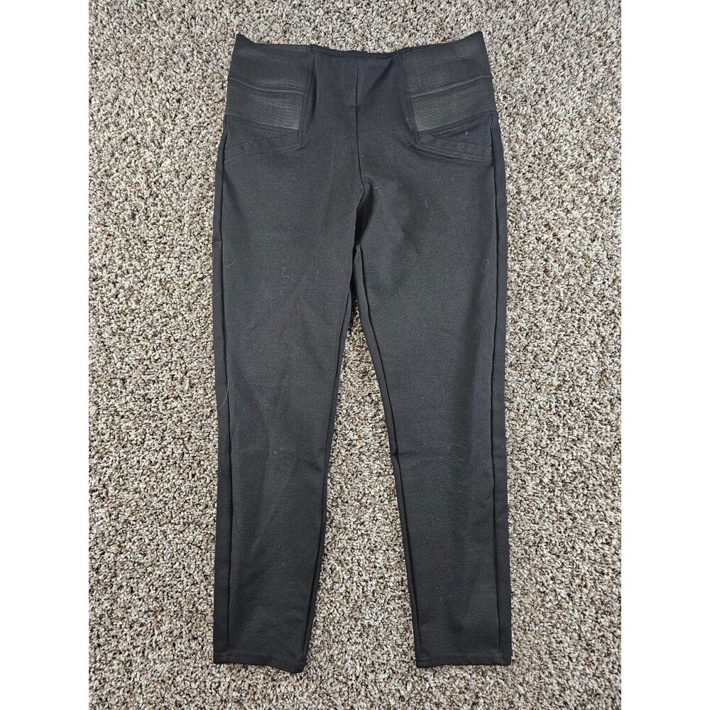 Sapphire Red Womens Sz L Pull On Dress Pants Black Slim Leg Tummy Slimming